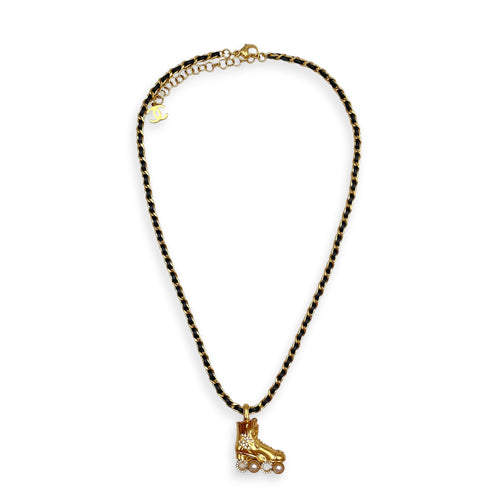Roller Skate  Gold Necklace  Gold hardware