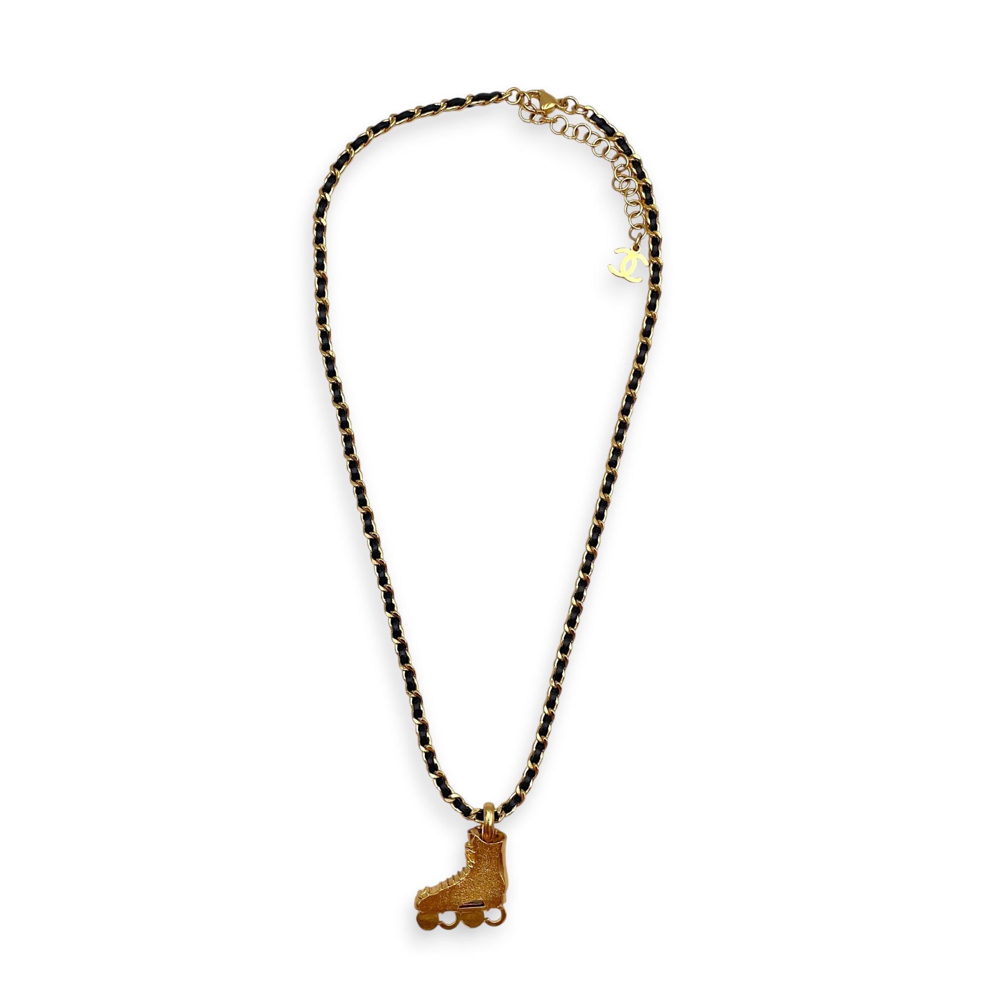 Roller Skate  Gold Necklace  Gold hardware