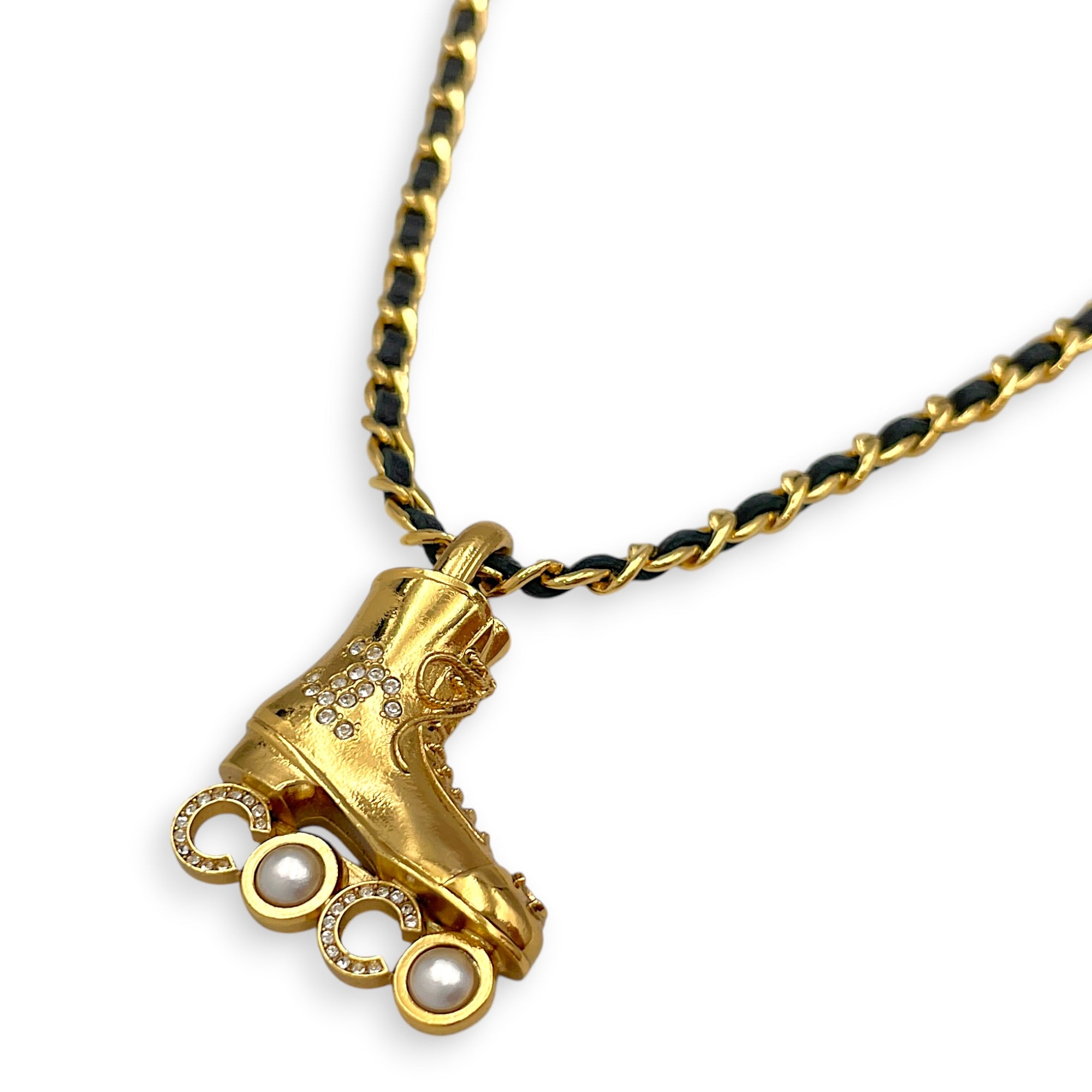 Roller Skate  Gold Necklace  Gold hardware