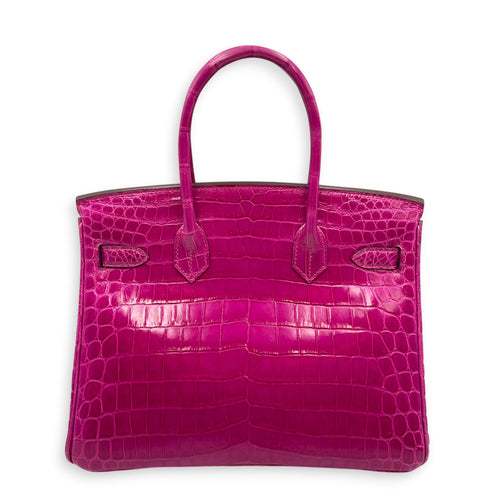Birkin 30 Rose Sheherazade in Shiny Niloticus Palladium hardware