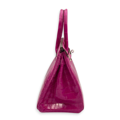 Birkin 30 Rose Sheherazade in Shiny Niloticus Palladium hardware