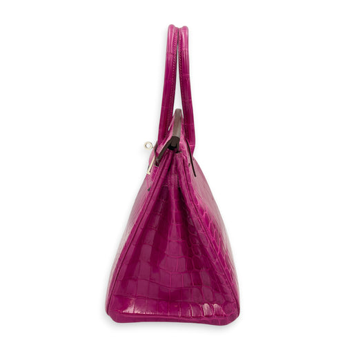 Birkin 30 Rose Sheherazade in Shiny Niloticus Palladium hardware