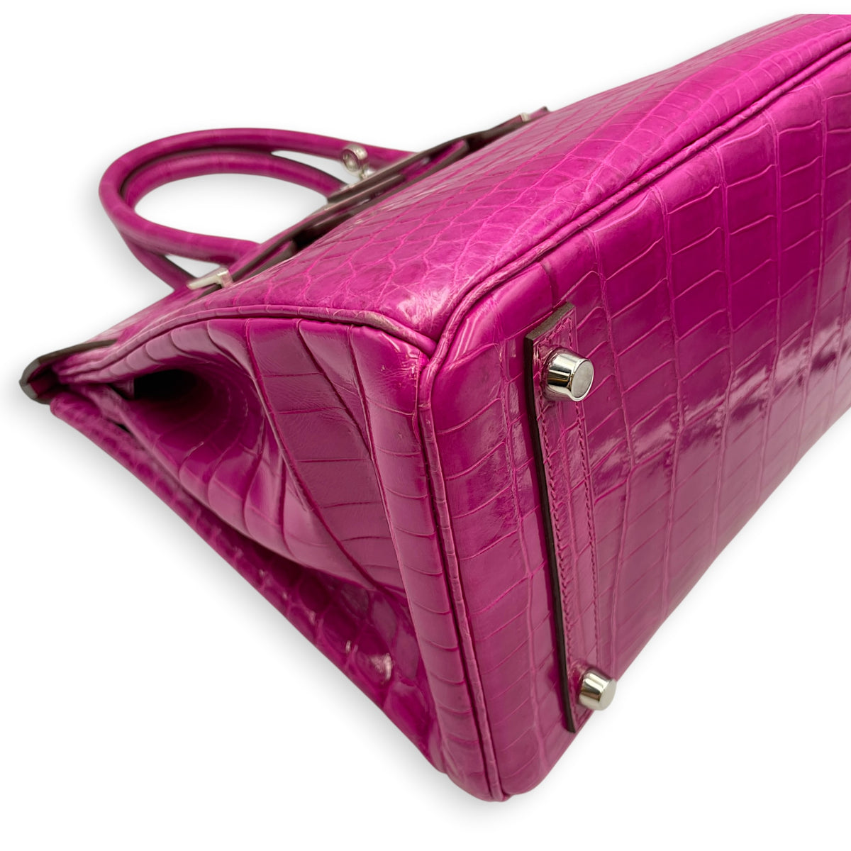 Birkin 30 Rose Sheherazade in Shiny Niloticus Palladium hardware