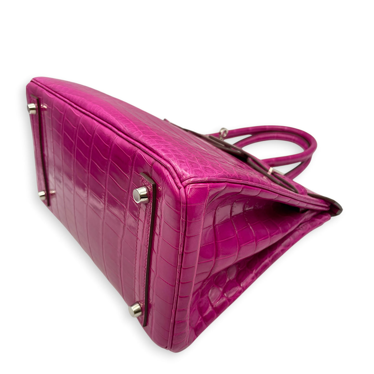 Birkin 30 Rose Sheherazade in Shiny Niloticus Palladium hardware
