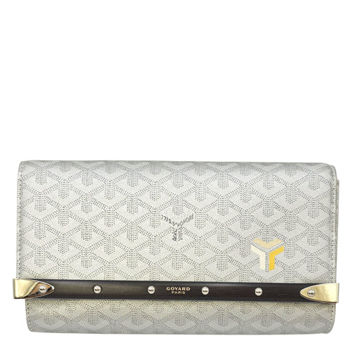 Monte Carlo Bois  Grey Wallet On Chain in Coated Canvas Silver hardware