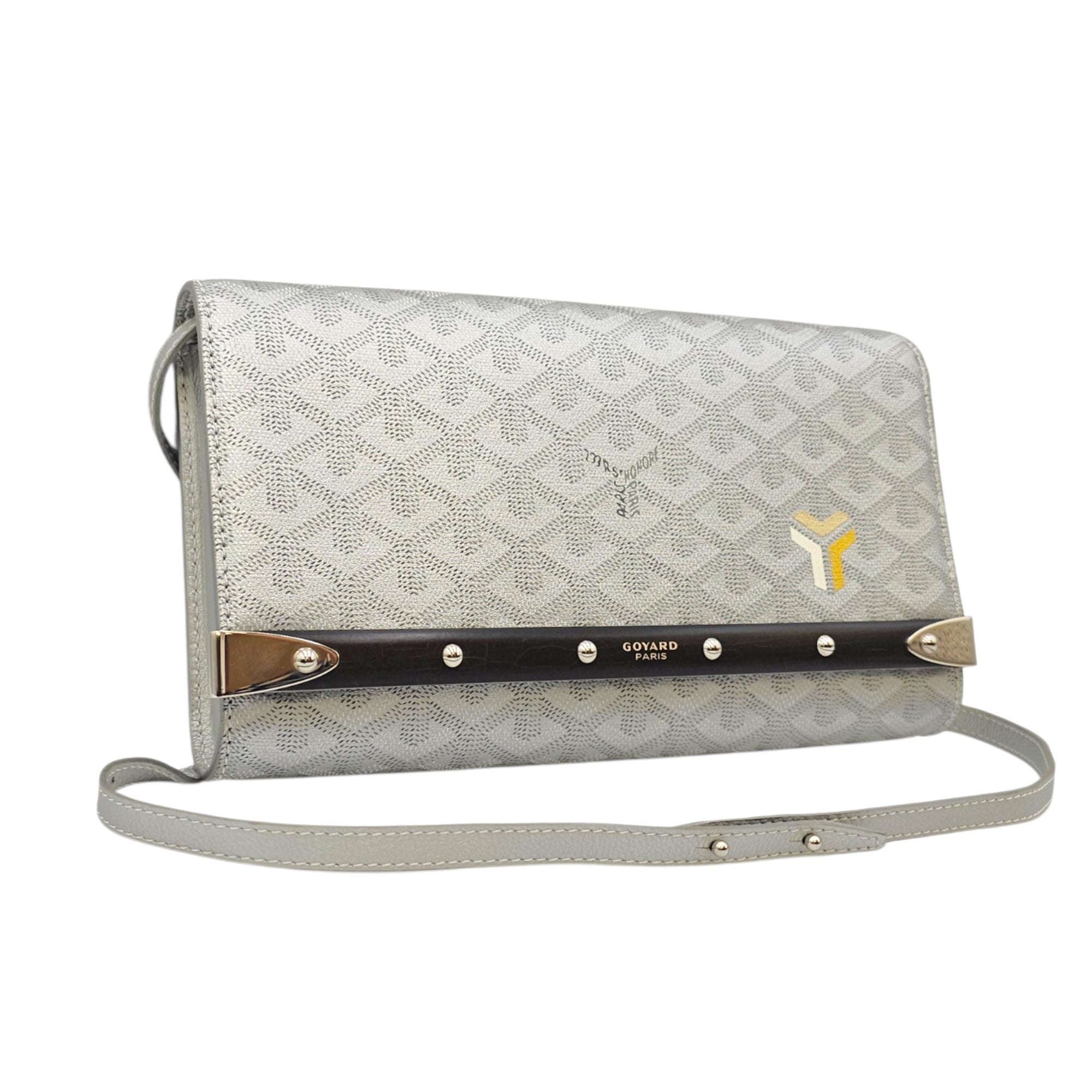 Monte Carlo Bois  Grey Wallet On Chain in Coated Canvas Silver hardware
