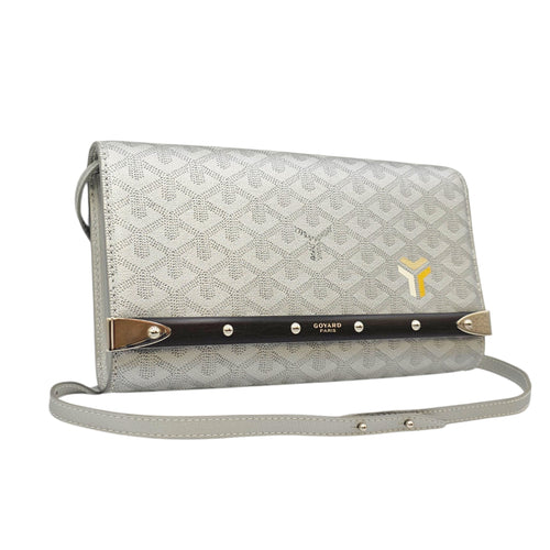 Monte Carlo Bois  Grey Wallet On Chain in Coated Canvas Silver hardware