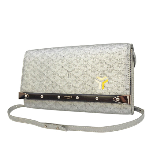Monte Carlo Bois  Grey Wallet On Chain in Coated Canvas Silver hardware