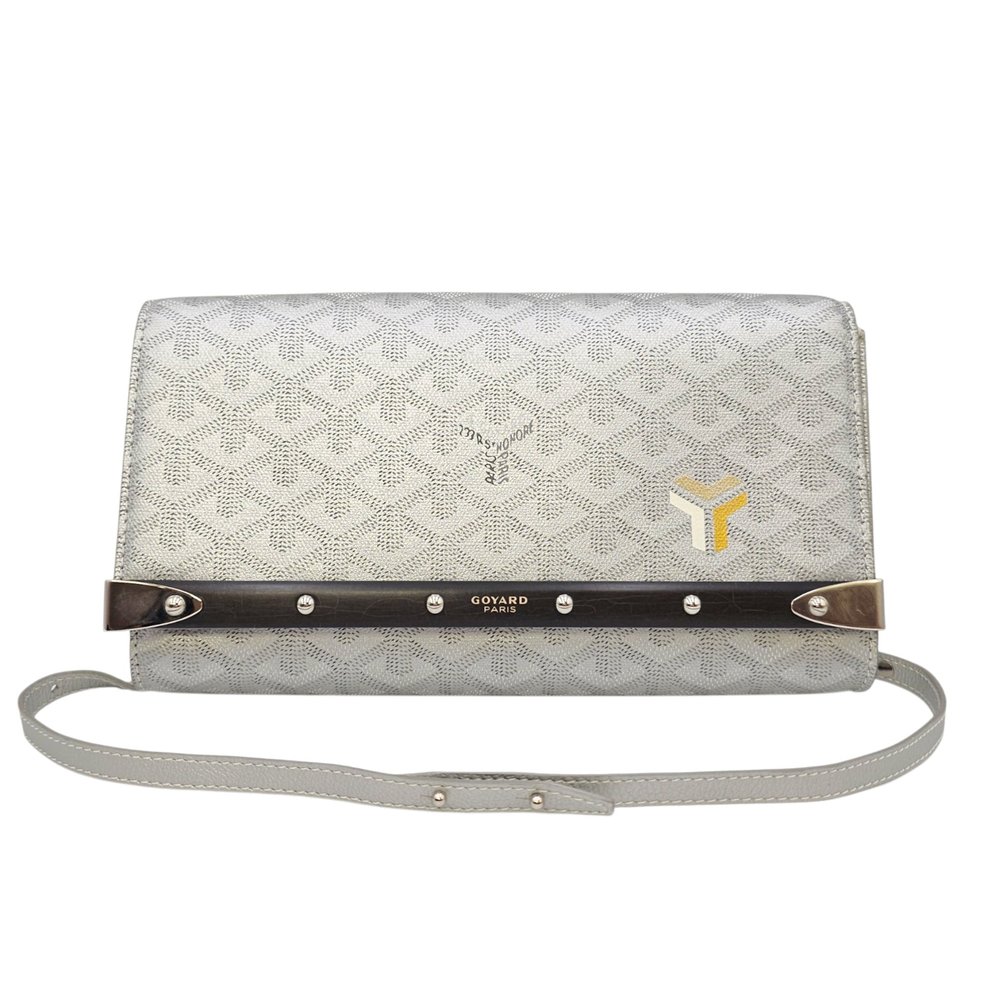 Monte Carlo Bois  Grey Wallet On Chain in Coated Canvas Silver hardware