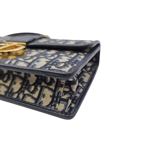 30 Montaigne East West  21cm Navy Blue Dior Oblique Shoulder Bag in Jacquard Gold hardware