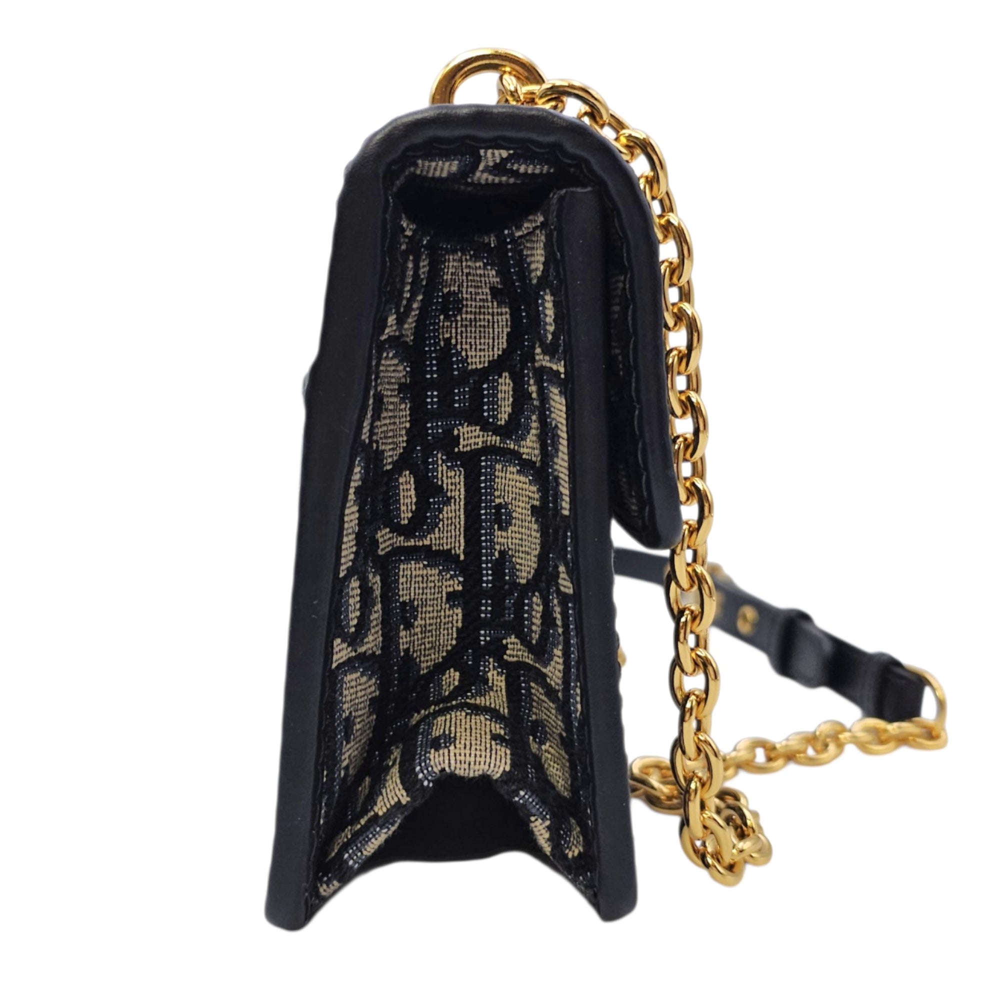 30 Montaigne East West  21cm Navy Blue Dior Oblique Shoulder Bag in Jacquard Gold hardware