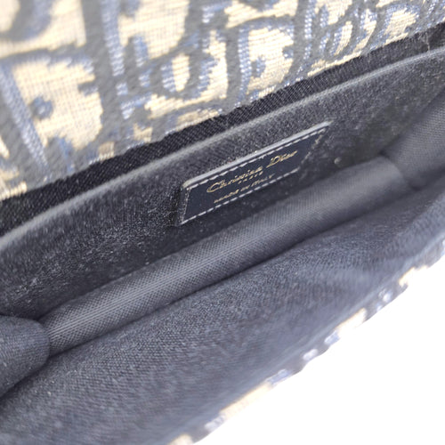 30 Montaigne East West  21cm Navy Blue Dior Oblique Shoulder Bag in Jacquard Gold hardware