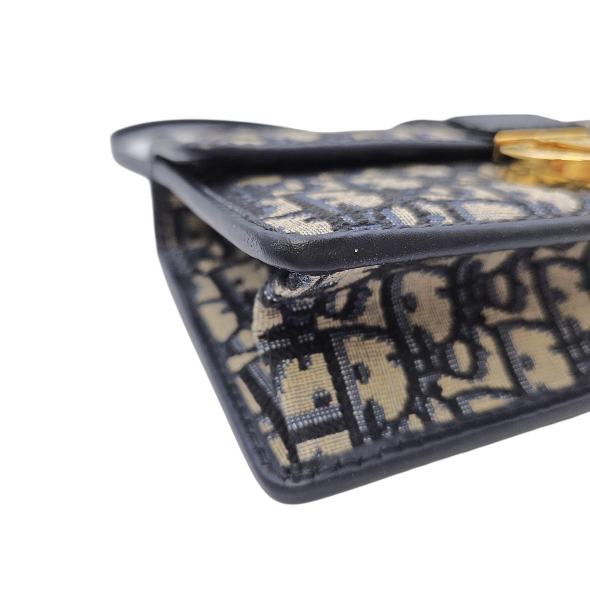 30 Montaigne East West  21cm Navy Blue Dior Oblique Shoulder Bag in Jacquard Gold hardware