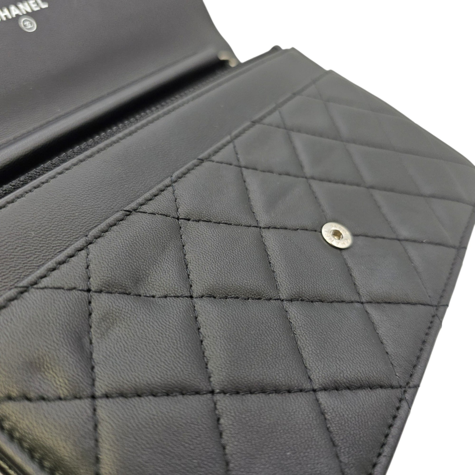 Boy Black Wallet On Chain in Lambskin Ruthenium hardware