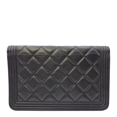 Boy Black Wallet On Chain in Lambskin Ruthenium hardware