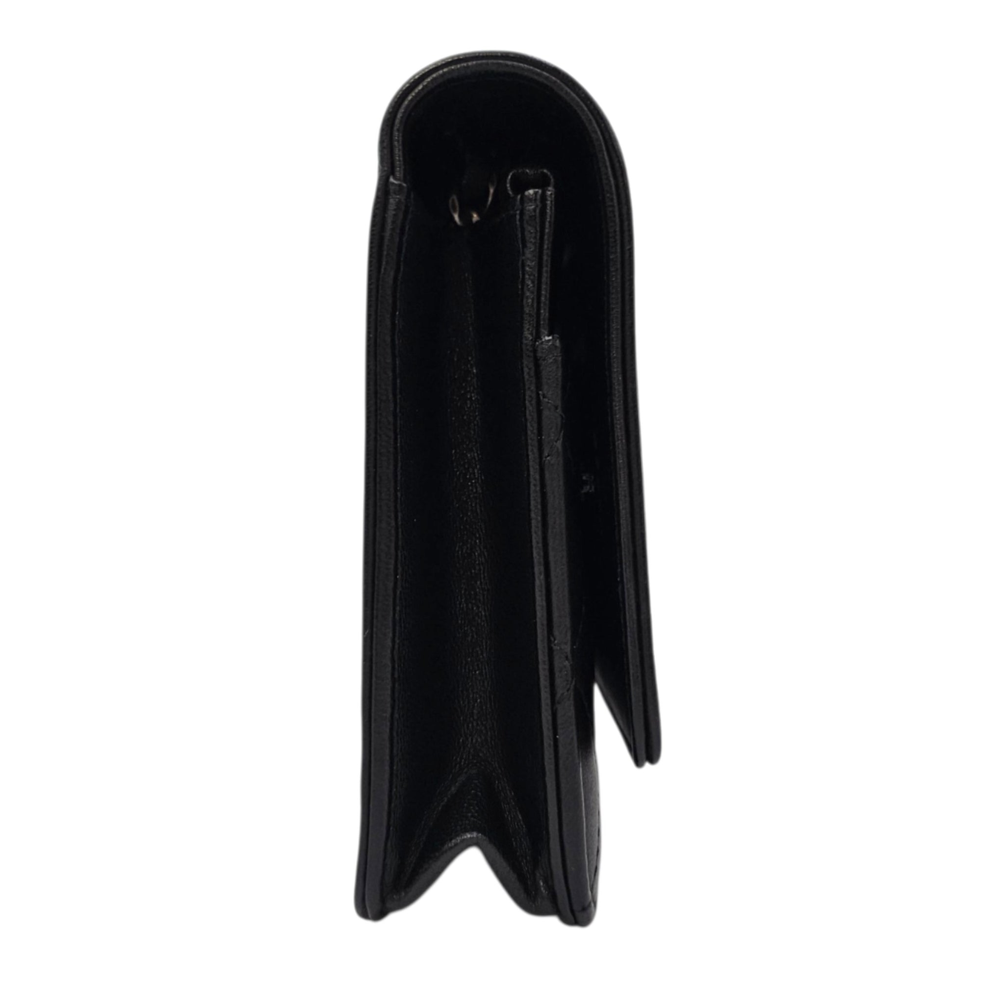 Boy Black Wallet On Chain in Lambskin Ruthenium hardware
