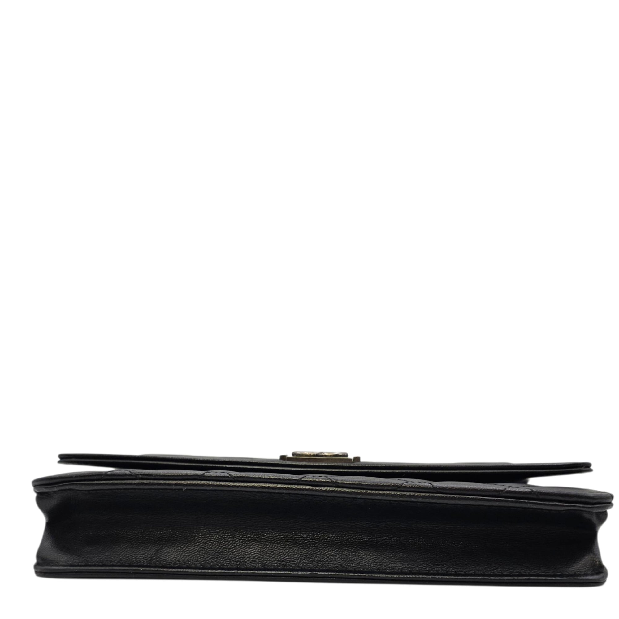 Boy Black Wallet On Chain in Lambskin Ruthenium hardware