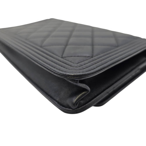 Boy Black Wallet On Chain in Lambskin Ruthenium hardware