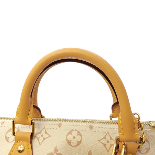 Monogram Dune Lucky Speedy  30 White Top Handle Bag in Coated Canvas Gold hardware