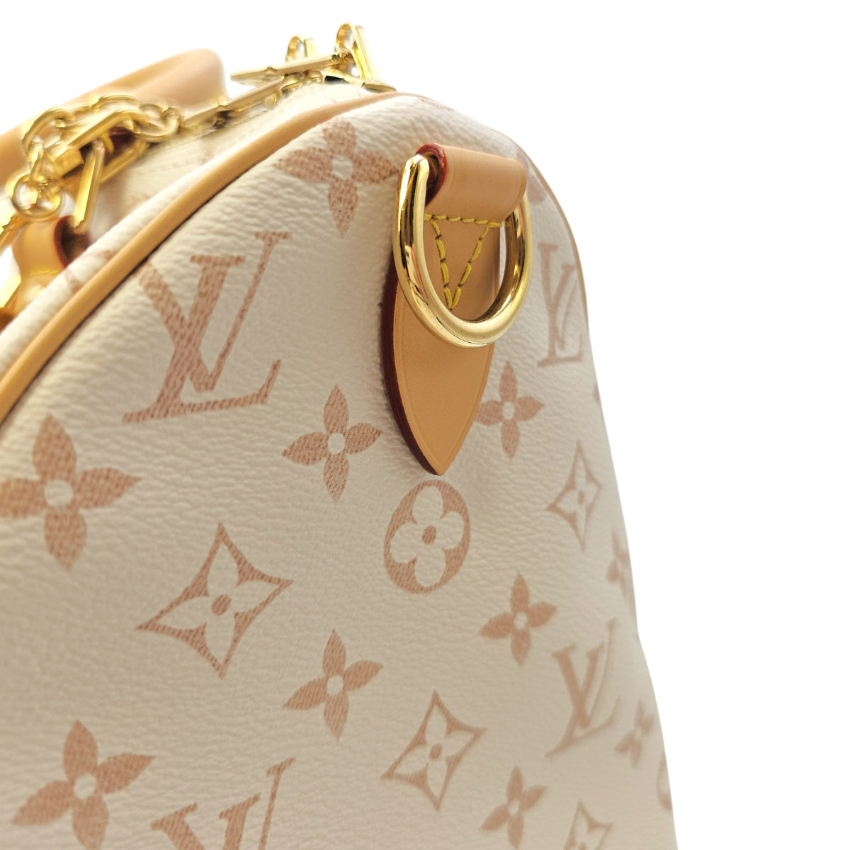 Monogram Dune Lucky Speedy  30 White Top Handle Bag in Coated Canvas Gold hardware