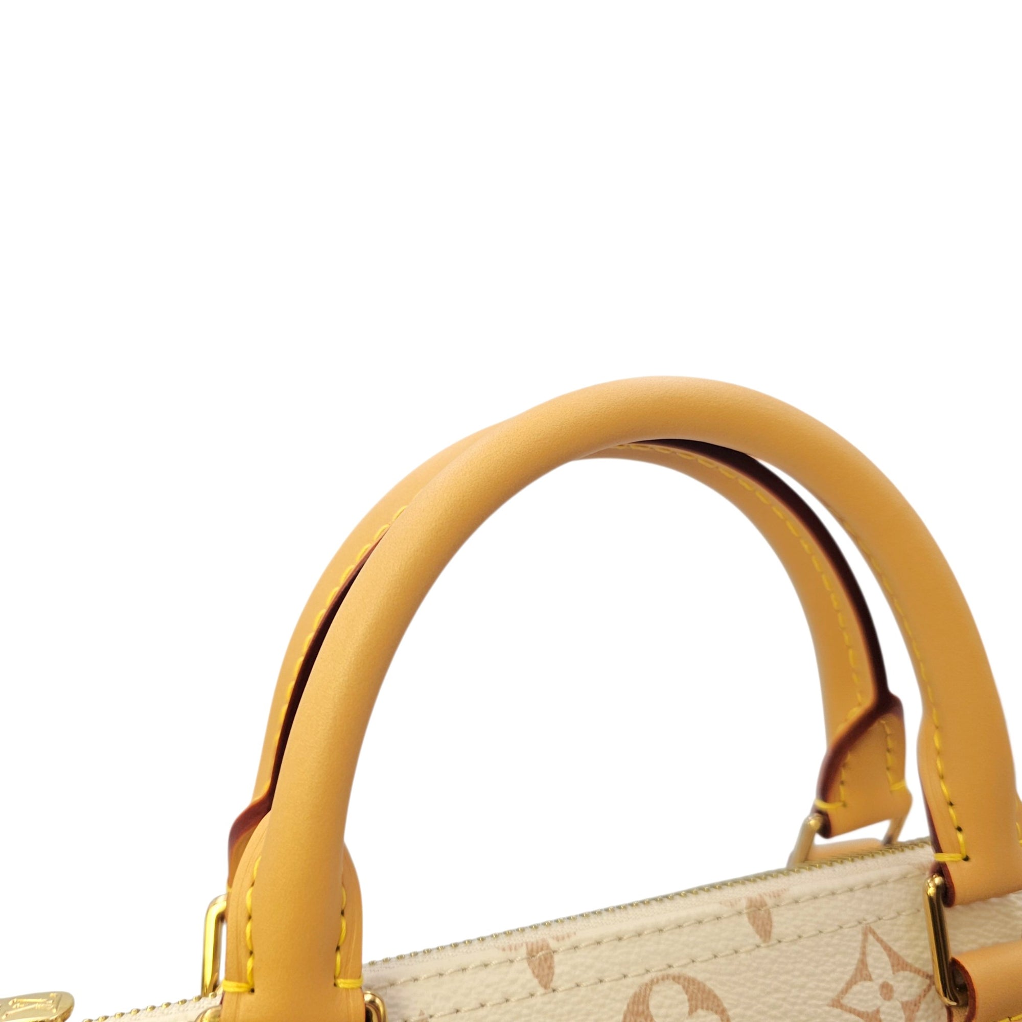 Monogram Dune Lucky Speedy  30 White Top Handle Bag in Coated Canvas Gold hardware