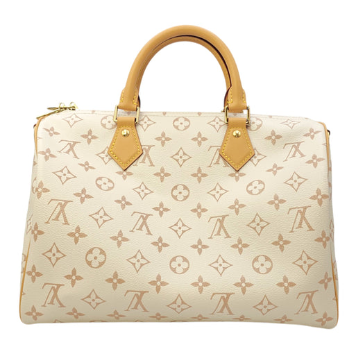Monogram Dune Lucky Speedy  30 White Top Handle Bag in Coated Canvas Gold hardware