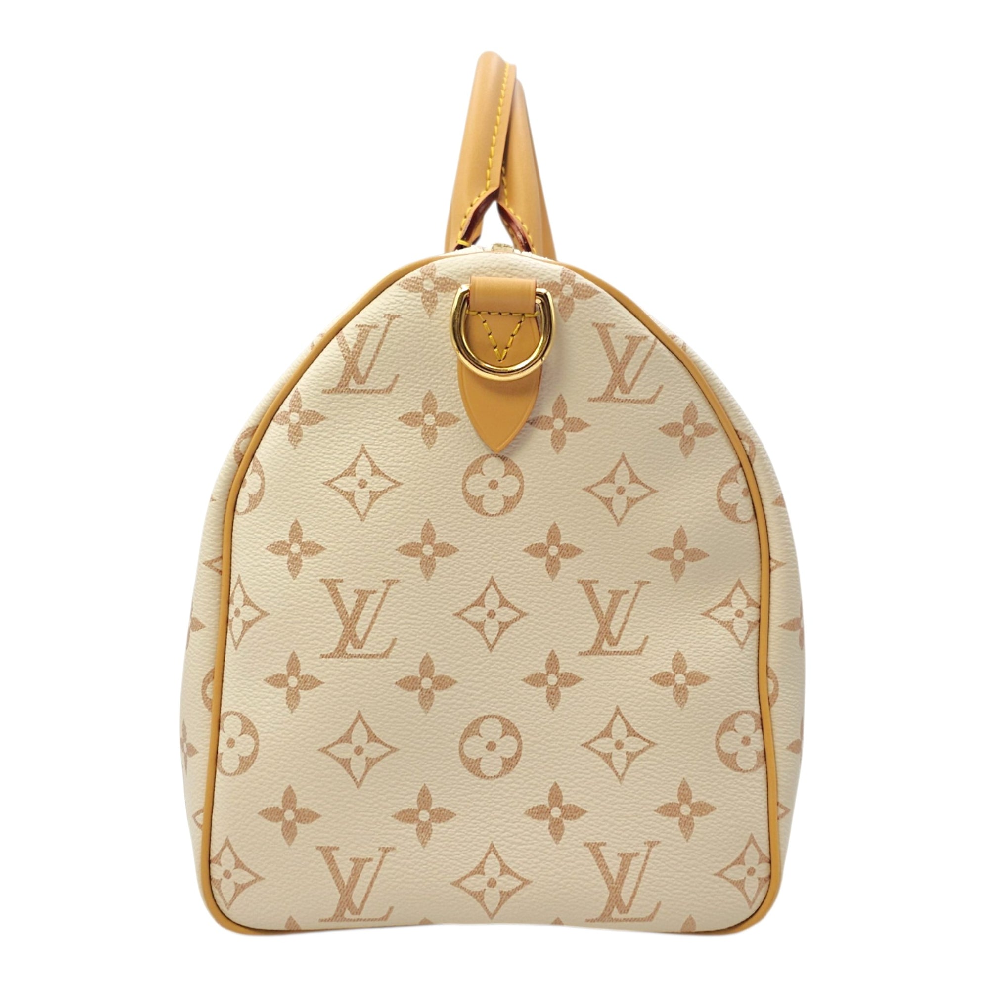 Monogram Dune Lucky Speedy  30 White Top Handle Bag in Coated Canvas Gold hardware