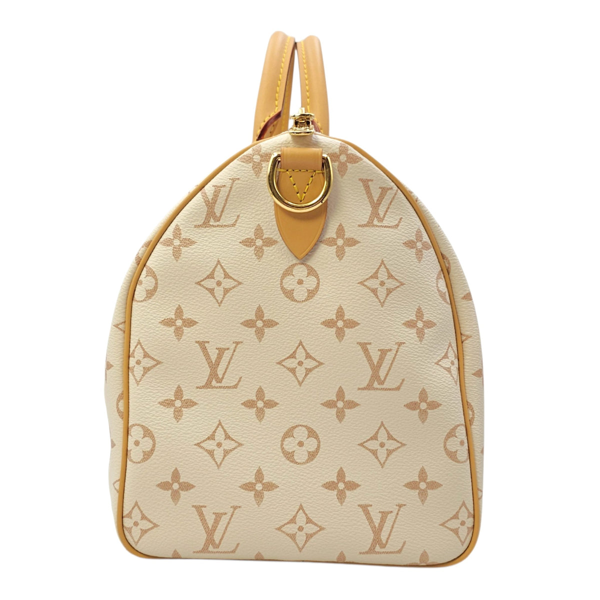 Monogram Dune Lucky Speedy  30 White Top Handle Bag in Coated Canvas Gold hardware