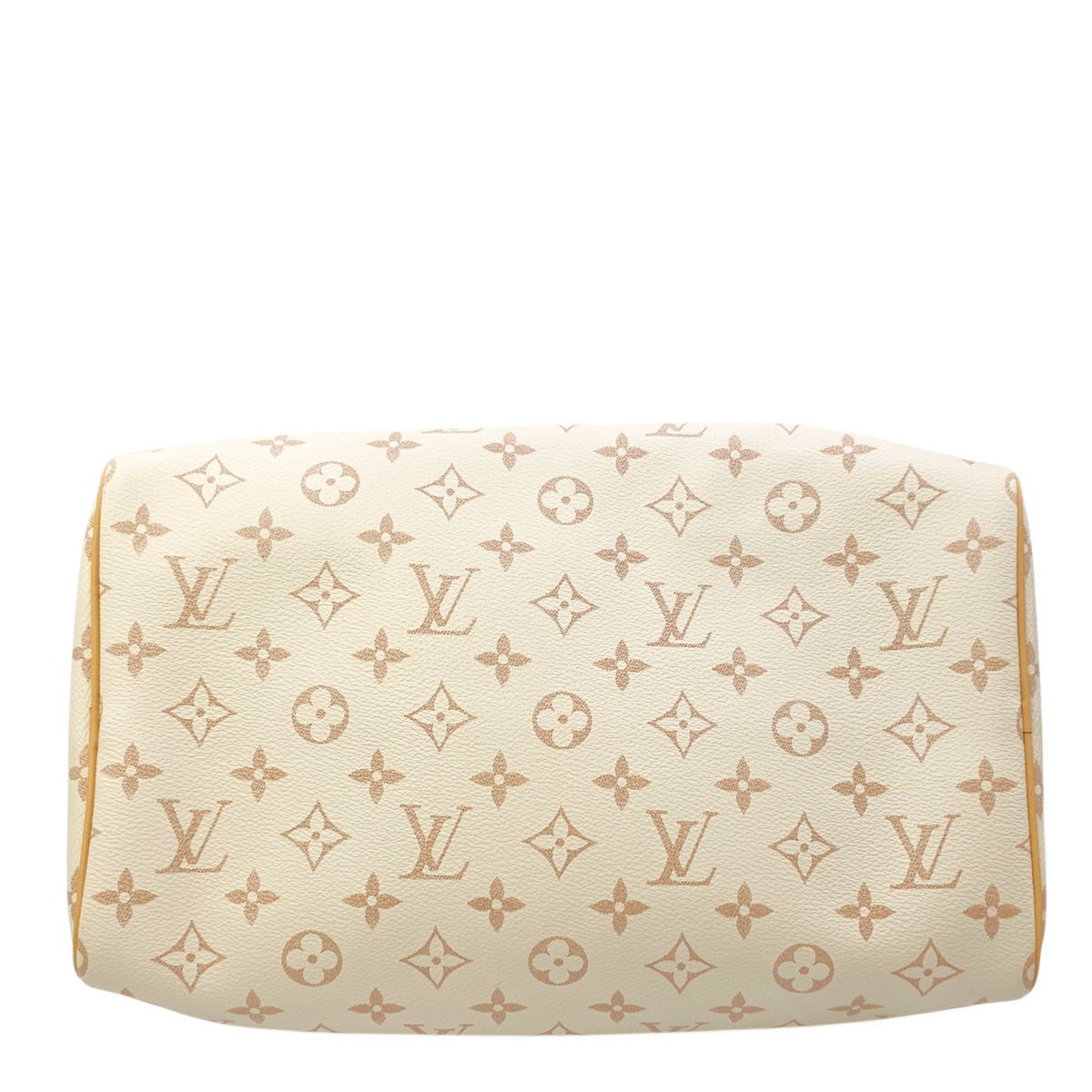Monogram Dune Lucky Speedy  30 White Top Handle Bag in Coated Canvas Gold hardware