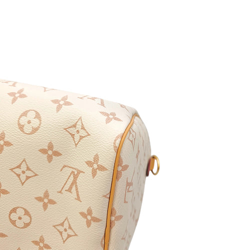 Monogram Dune Lucky Speedy  30 White Top Handle Bag in Coated Canvas Gold hardware