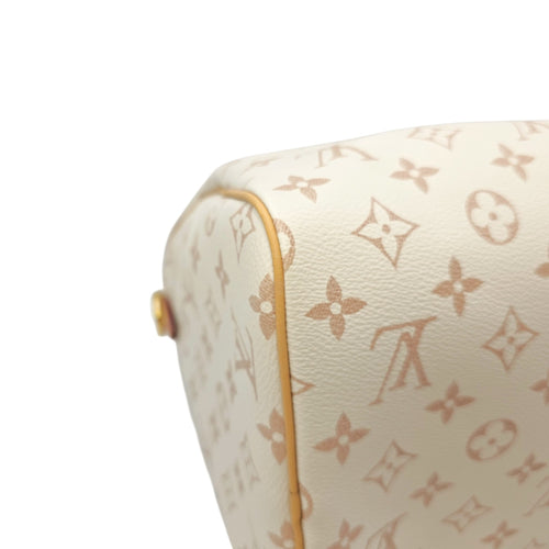 Monogram Dune Lucky Speedy  30 White Top Handle Bag in Coated Canvas Gold hardware