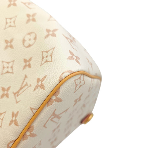 Monogram Dune Lucky Speedy  30 White Top Handle Bag in Coated Canvas Gold hardware