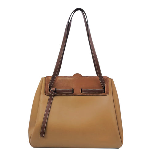 Lazo 32 Brown Top Handle Bag in Calfskin