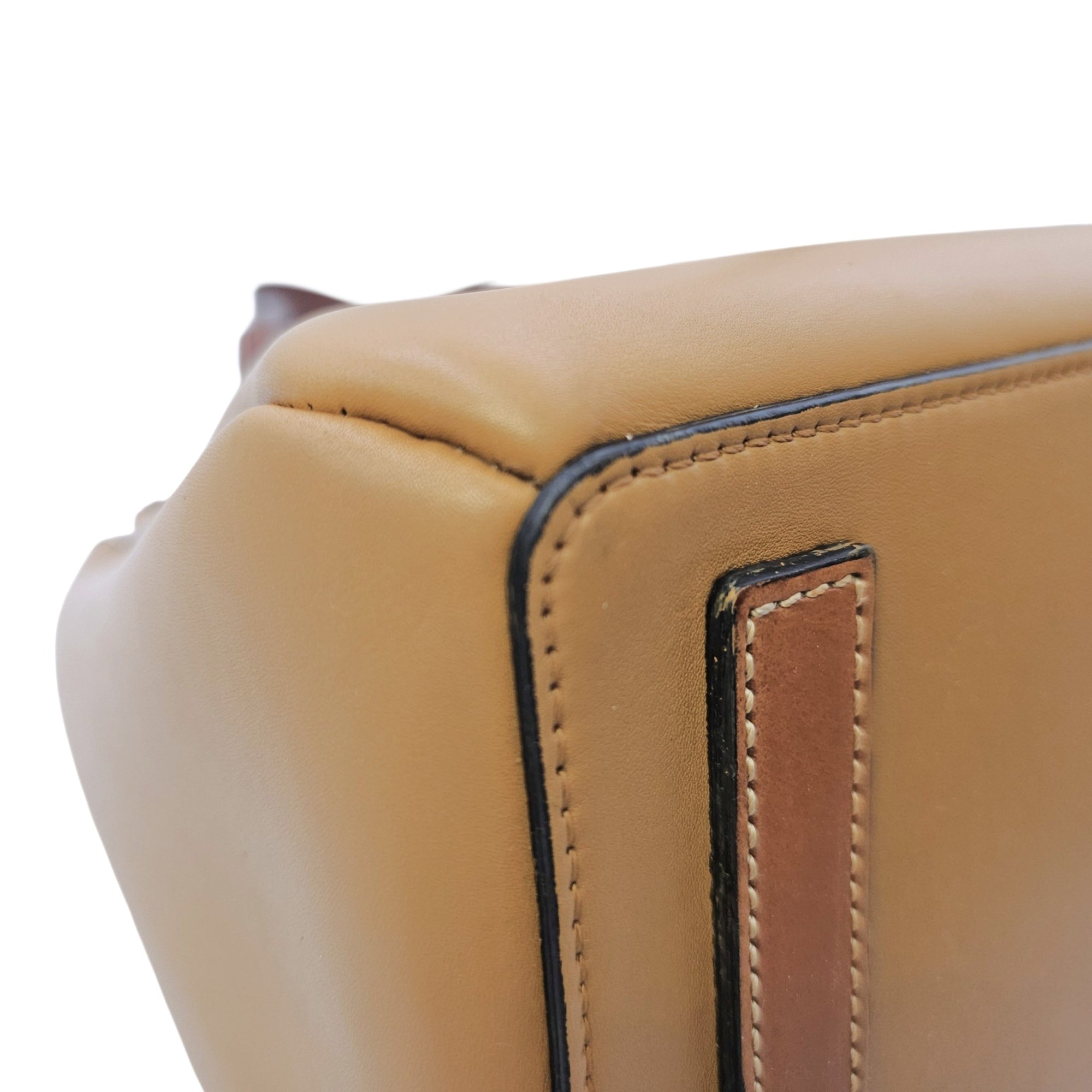 Lazo 32 Brown Top Handle Bag in Calfskin