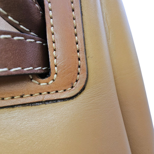 Lazo 32 Brown Top Handle Bag in Calfskin