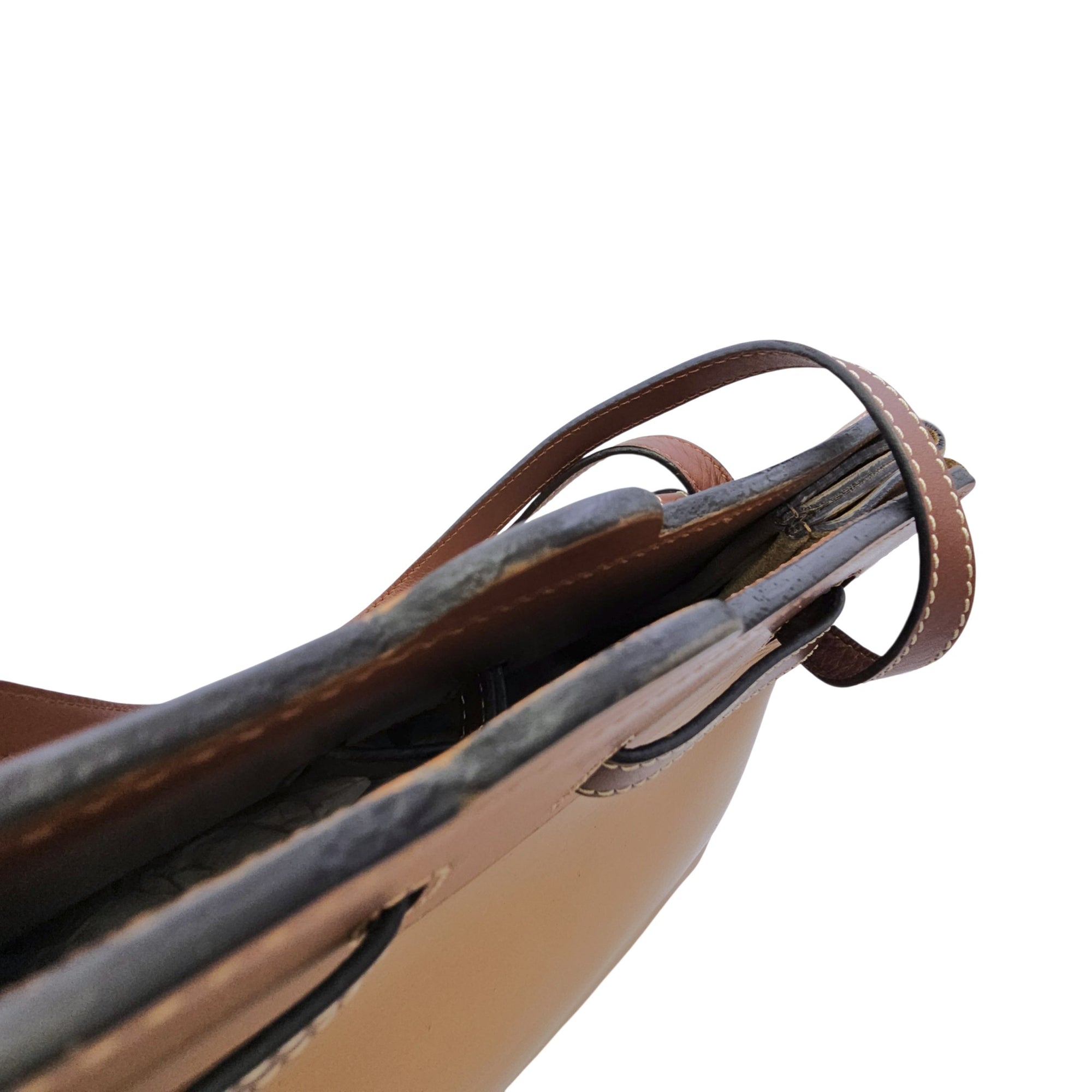 Lazo 32 Brown Top Handle Bag in Calfskin