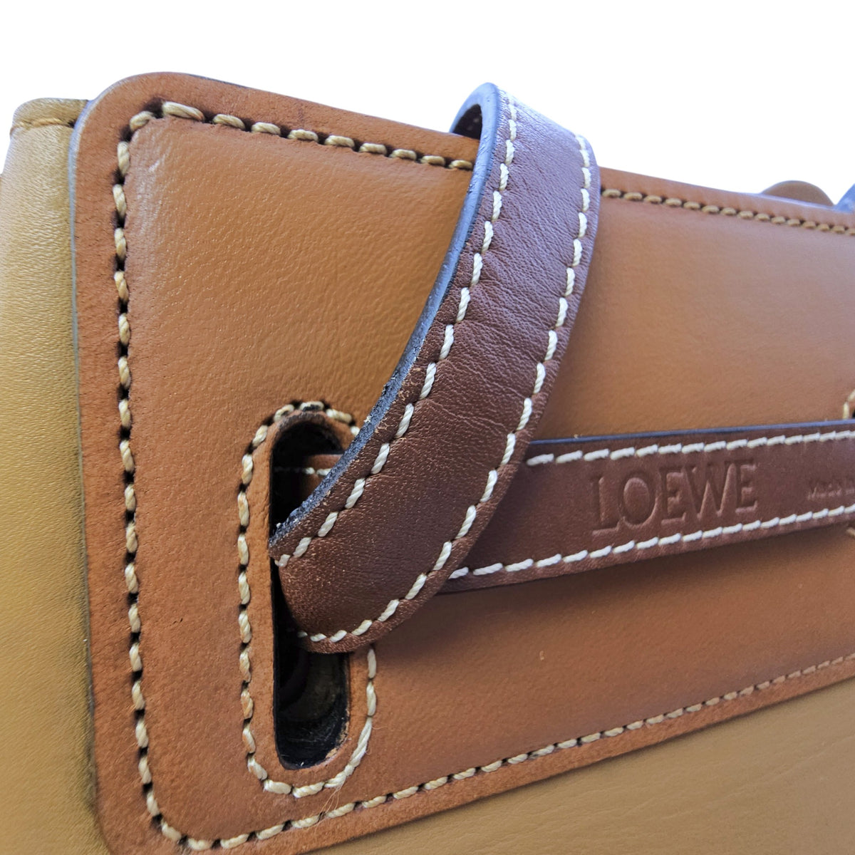 Lazo 32 Brown Top Handle Bag in Calfskin