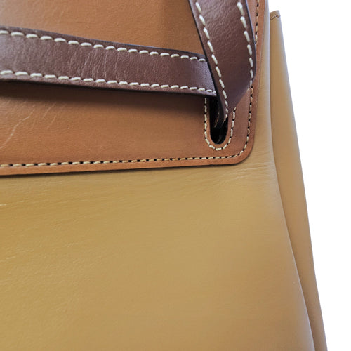 Lazo 32 Brown Top Handle Bag in Calfskin