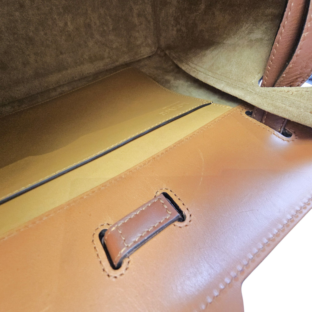 Lazo 32 Brown Top Handle Bag in Calfskin