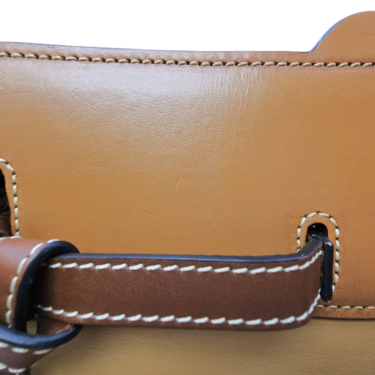 Lazo 32 Brown Top Handle Bag in Calfskin