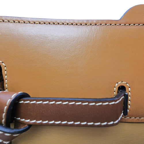 Lazo 32 Brown Top Handle Bag in Calfskin