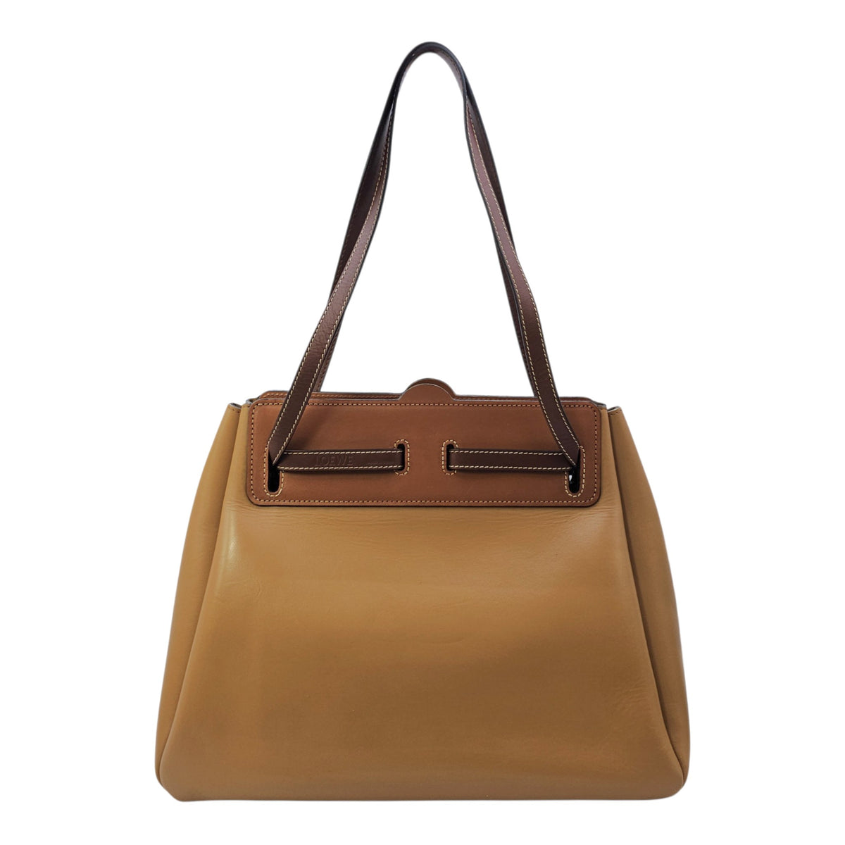 Lazo 32 Brown Top Handle Bag in Calfskin