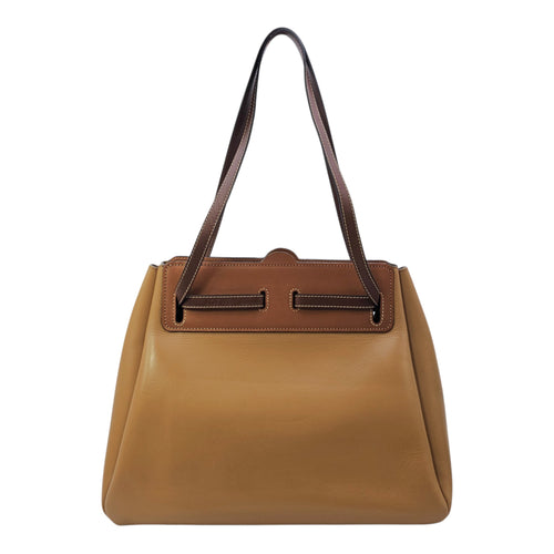 Lazo 32 Brown Top Handle Bag in Calfskin
