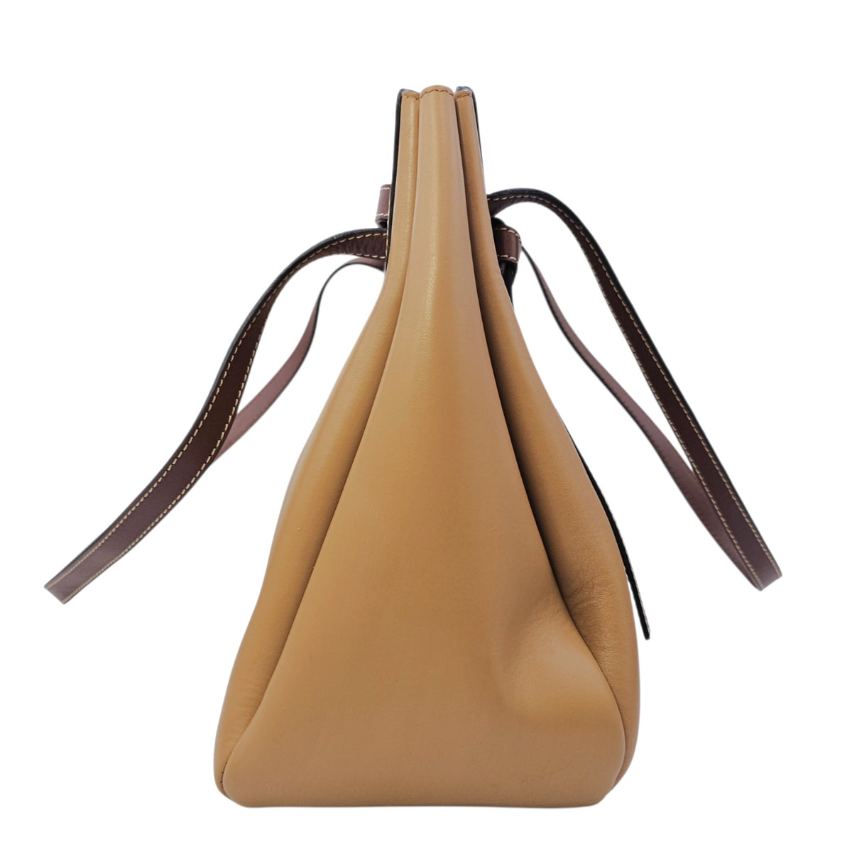 Lazo 32 Brown Top Handle Bag in Calfskin