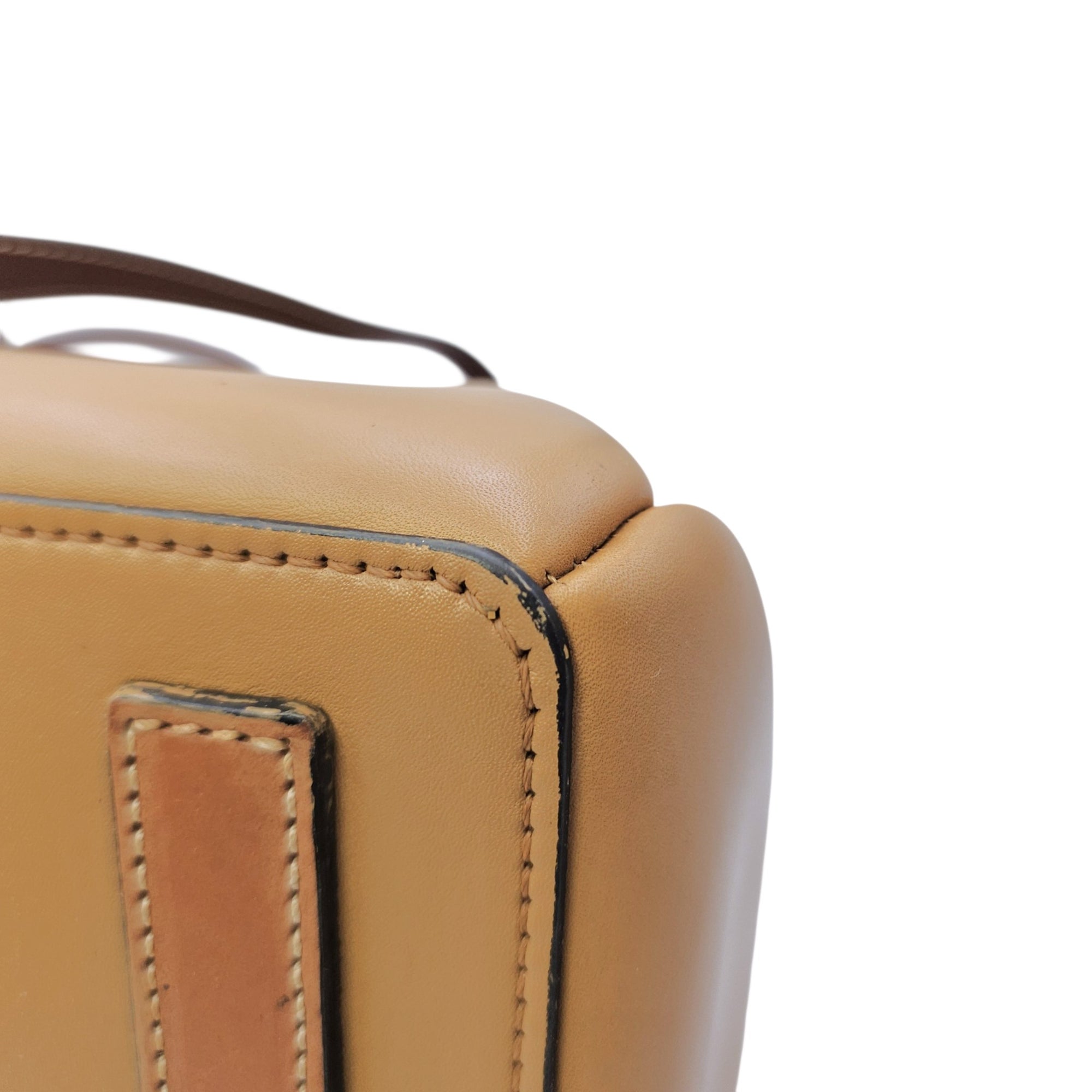 Lazo 32 Brown Top Handle Bag in Calfskin