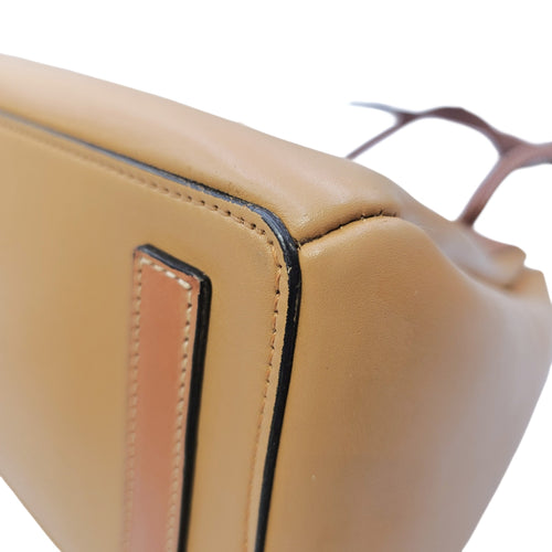 Lazo 32 Brown Top Handle Bag in Calfskin