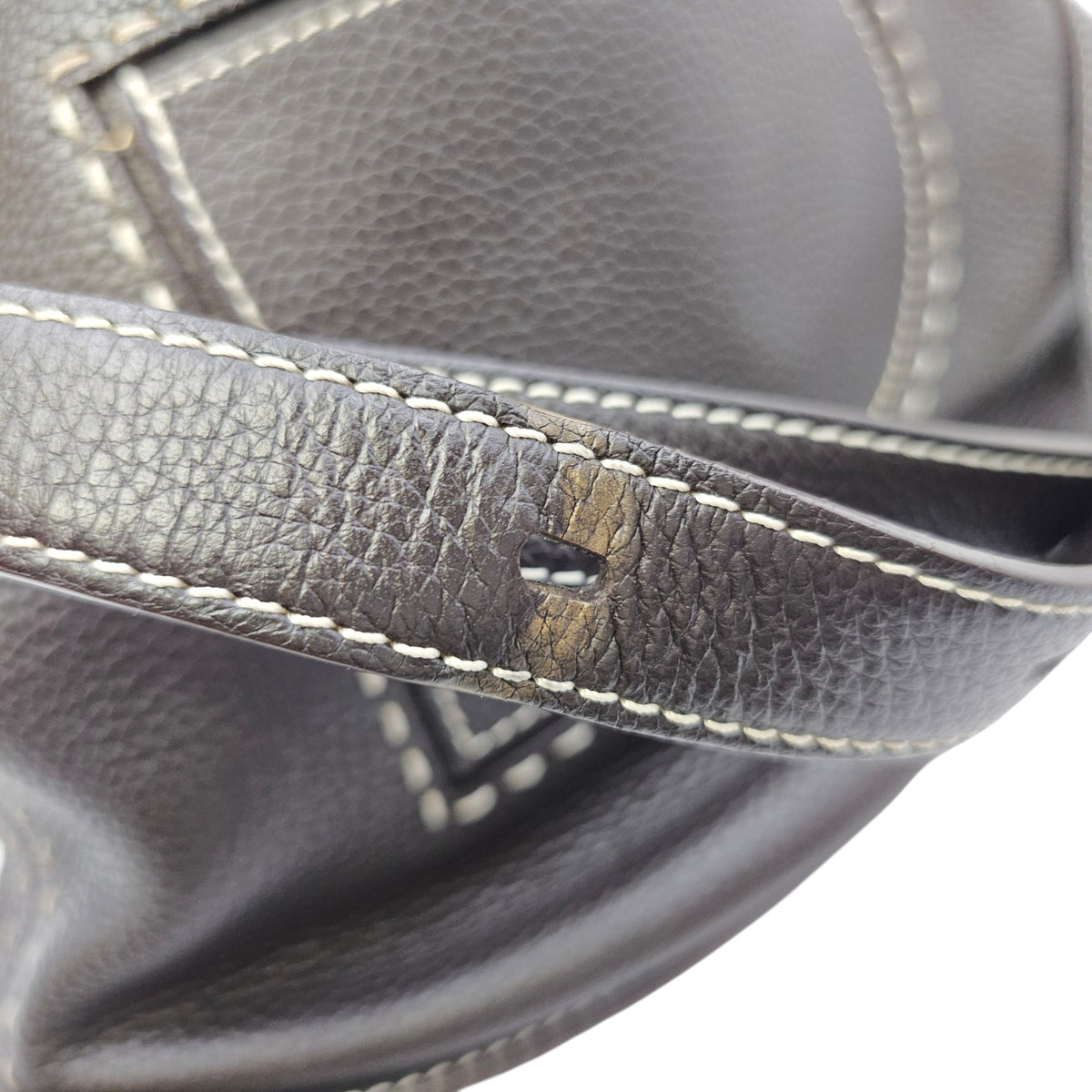 Pin Daily Brown Crossbody Bag in Calfskin Gold hardware
