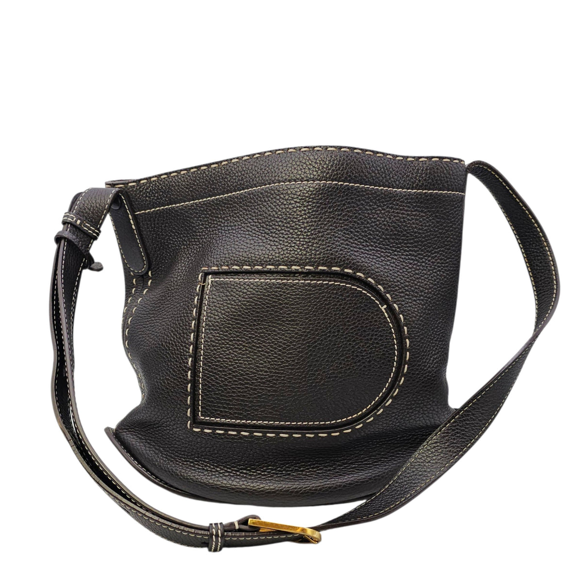 Pin Daily Brown Crossbody Bag in Calfskin Gold hardware