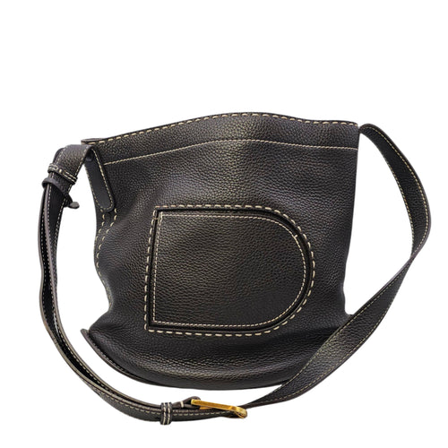 Pin Daily Brown Crossbody Bag in Calfskin Gold hardware