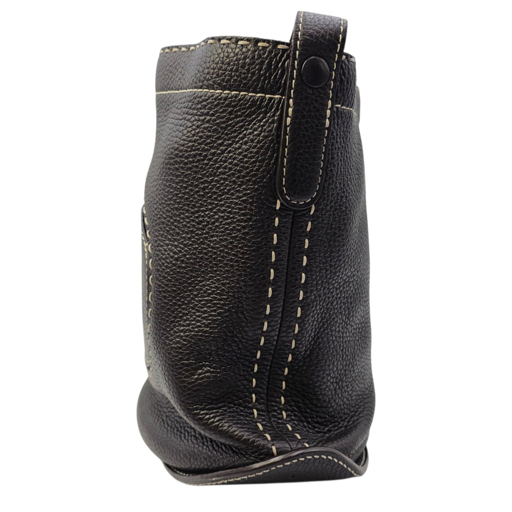 Pin Daily Brown Crossbody Bag in Calfskin Gold hardware